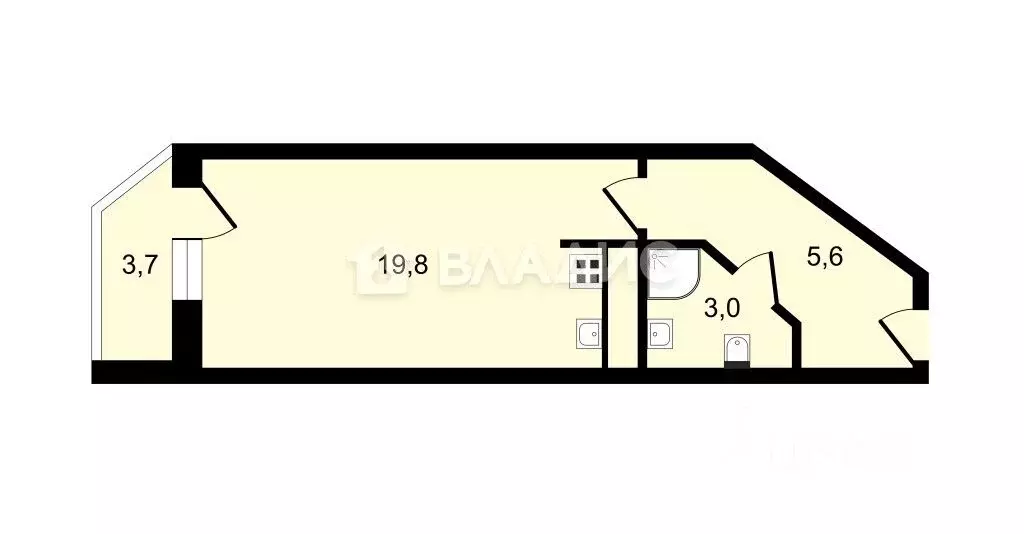 Студия Санкт-Петербург Ленинский просп., 82к1 (30.0 м) - Фото 1