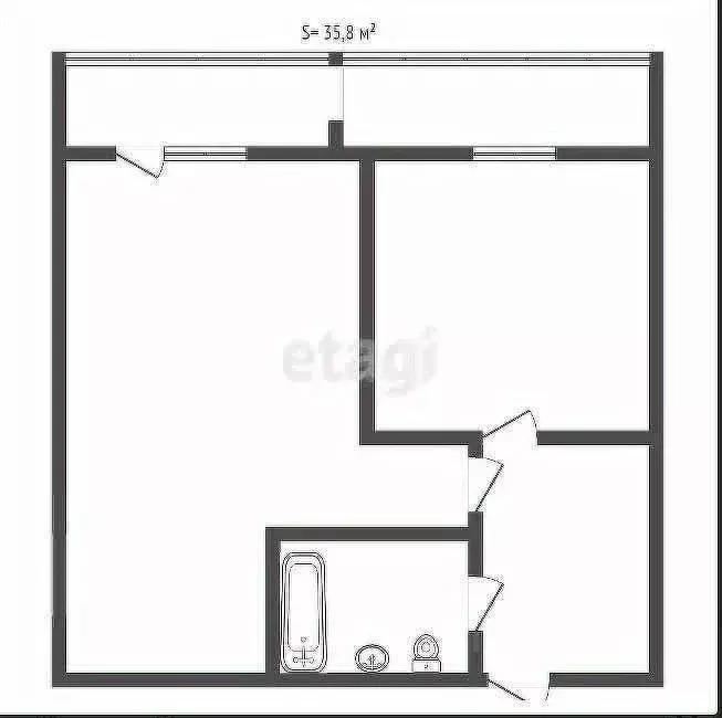 1-к кв. Тульская область, Узловая ул. Горького, 13 (35.7 м) - Фото 1