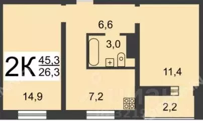 2-к кв. Нижегородская область, Нижний Новгород ул. Янки Купалы, 46 ... - Фото 2