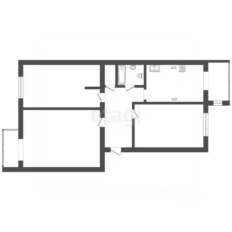 3-к кв. Тамбовская область, Тамбов Андреевская ул., 86Б (94.4 м) - Фото 1