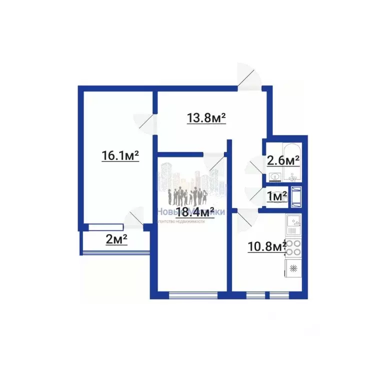 2-к кв. Санкт-Петербург Богатырский просп., 57к1 (62.7 м) - Фото 1