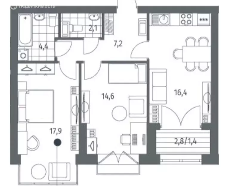 2-комнатная квартира: Санкт-Петербург, улица Академика Константинова, ... - Фото 1