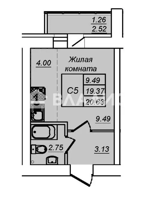Квартира-студия: село Осиново, улица Марата Ахметшина, 6 (20.63 м) - Фото 1