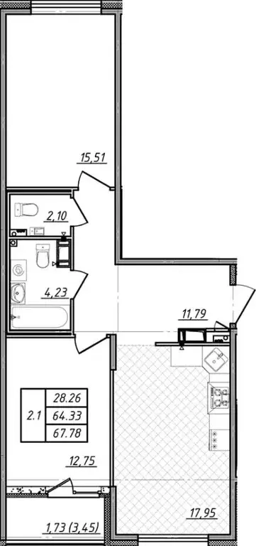 Продаётся 2-к квартира, 66.06 м - Фото 1