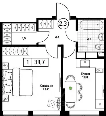 1-к кв. Московская область, Пушкино Пушкино Град жилой комплекс, к2 ... - Фото 1