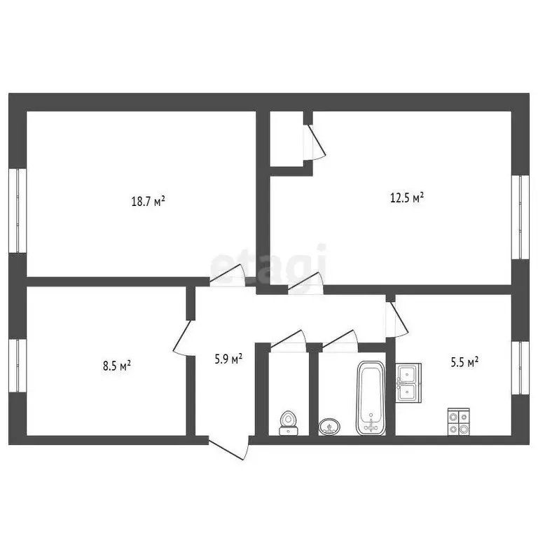 1к в 3-комнатной квартире (8.5 м) - Фото 1