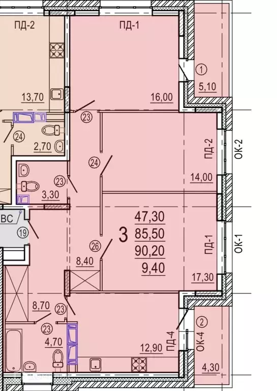 Продаётся 3-к квартира, 85.5 м - Фото 0