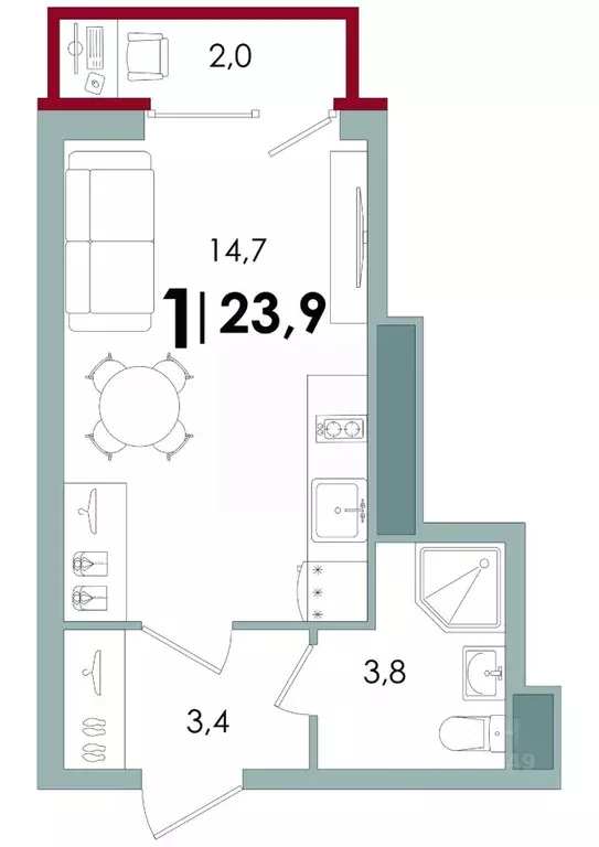 1-к кв. Тверская область, Тверь Южный мкр,  (23.9 м) - Фото 0