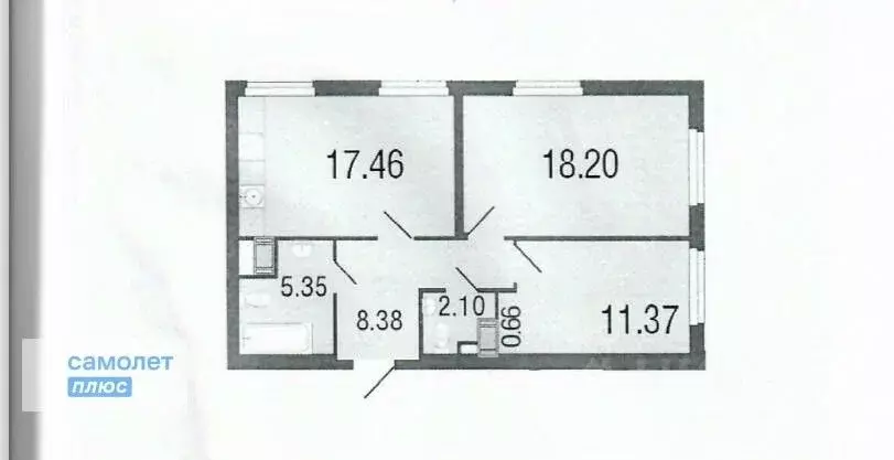 2-к кв. Санкт-Петербург пер. Антокольский, 4к1 (63.5 м) - Фото 1