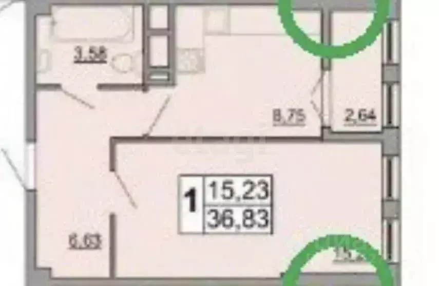 1-к кв. Белгородская область, Белгород ул. Щорса, 8Мк1 (36.3 м) - Фото 1