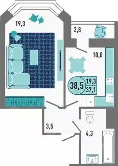 1-к кв. Липецкая область, Липецк Европейский мкр, Геометрия жилой ... - Фото 0