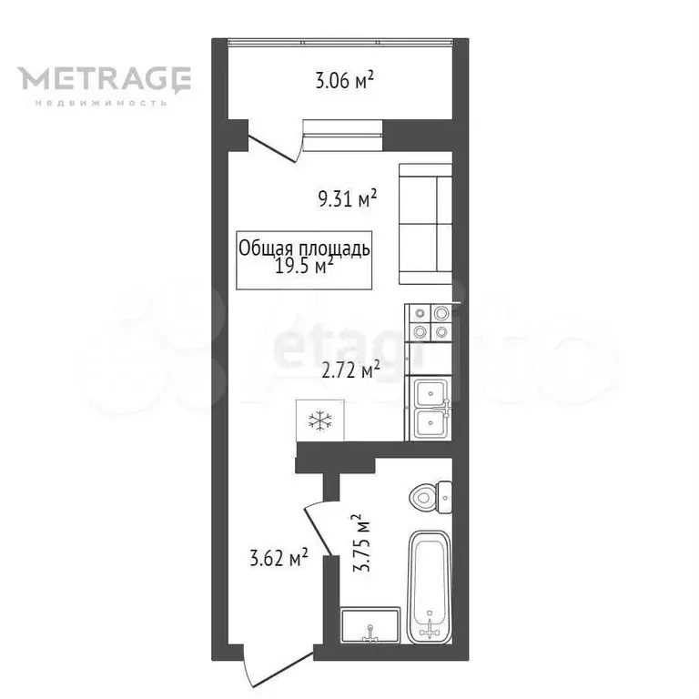 Квартира-студия, 19,5 м, 2/17 эт. - Фото 0