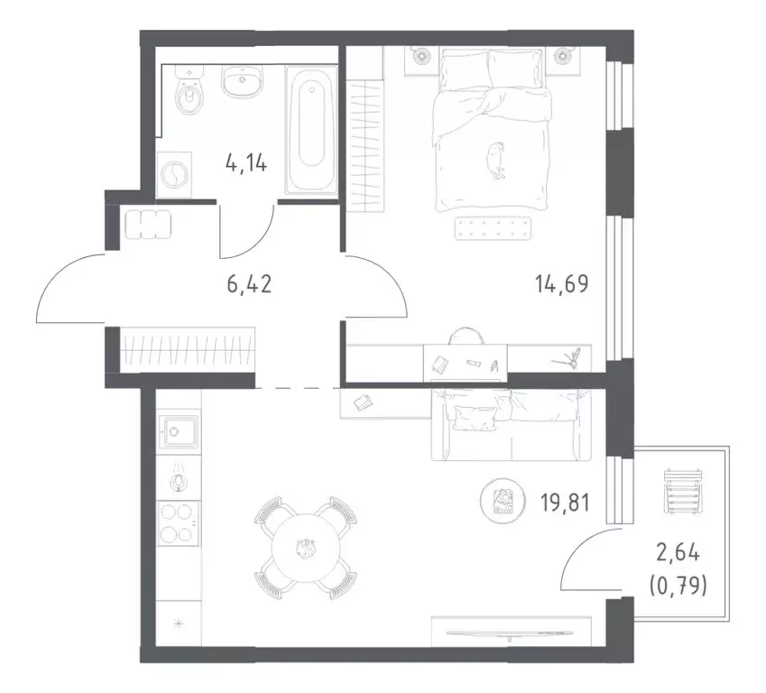 1-комнатная квартира: Нижний Новгород, улица Дружбы, 33 (45.85 м) - Фото 1