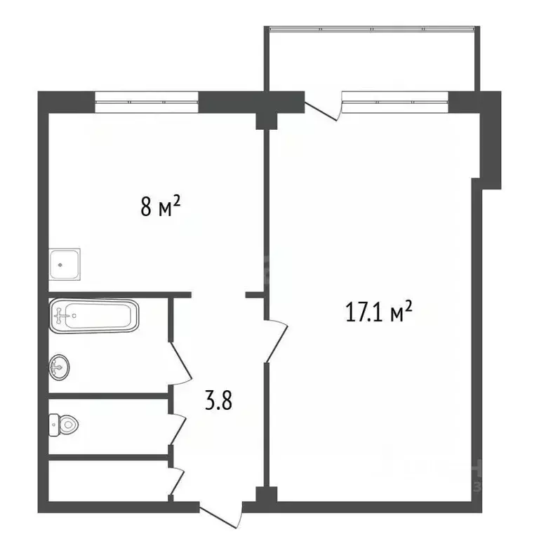 1-к кв. Красноярский край, Красноярск Краснодарская ул., 2Б (33.2 м) - Фото 2