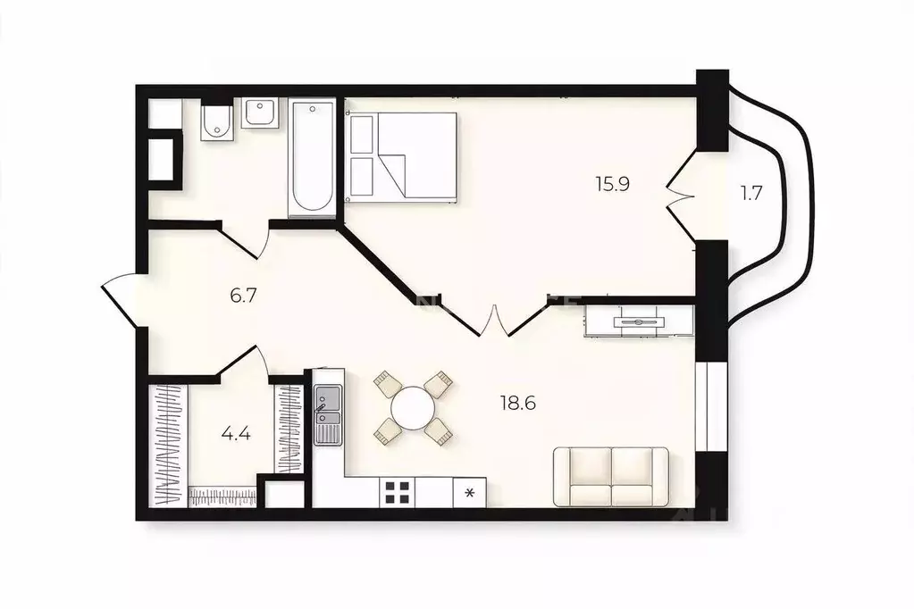 1-к кв. Санкт-Петербург Миргородская ул., 20 (50.7 м) - Фото 2