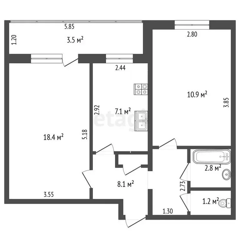 2-комнатная квартира: Стерлитамак, микрорайон Михайловский, улица ... - Фото 1