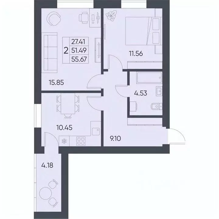 2-к кв. Саратовская область, Татищево рп ул. Михайловская, 13 (55.67 ... - Фото 0