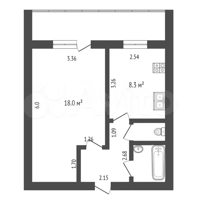 1-к. квартира, 35 м, 4/9 эт. - Фото 0