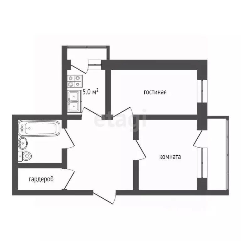 2-к кв. Владимирская область, Муром ул. Энгельса, 15 (42.3 м) - Фото 1