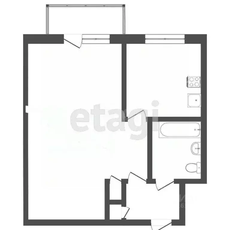 1-к кв. Кемеровская область, Новокузнецк ул. Обнорского, 26 (30.1 м) - Фото 1