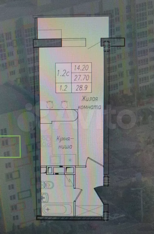 Квартира-студия, 28,9 м, 6/10 эт. - Фото 0
