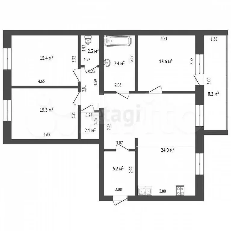 3-к. квартира, 104 м, 4/9 эт. - Фото 0