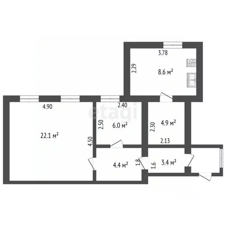 2-к кв. Калужская область, Калуга ул. Клюквина, 44 (51.0 м) - Фото 2