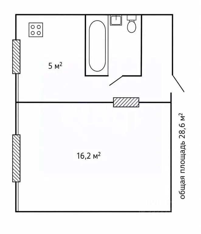 1-к кв. Чувашия, Чебоксары Цивильская ул., 13 (28.6 м) - Фото 2