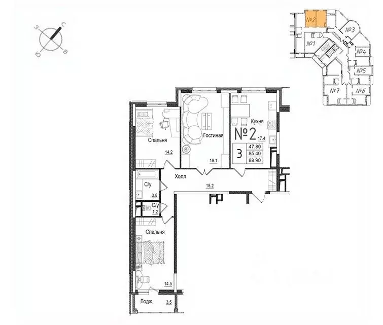 3-к кв. Московская область, Наро-Фоминск ул. Новикова, 20/1 (89.4 м) - Фото 0