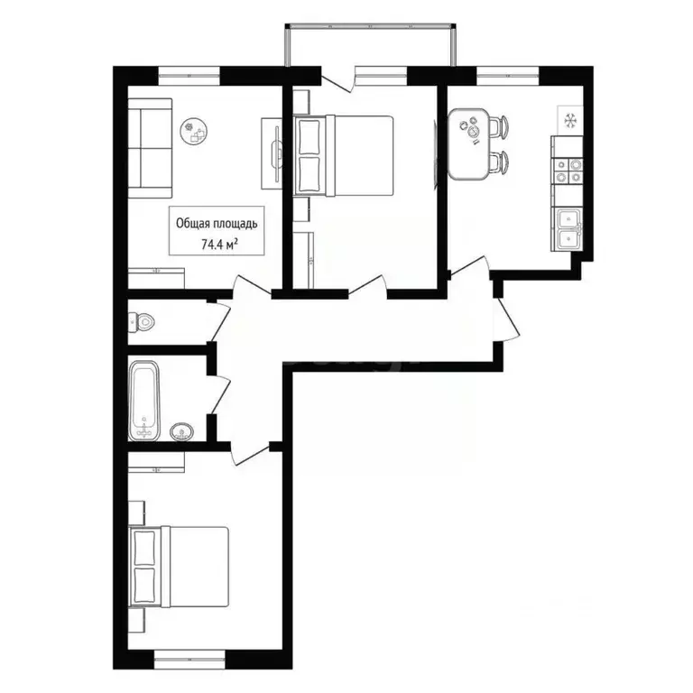 3-к кв. Алтай, Горно-Алтайск Коммунистический просп. (74.4 м) - Фото 2