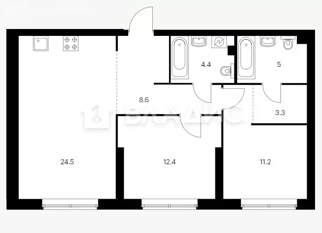 2-комнатная квартира: Москва, улица Руставели, 16к2 (69 м) - Фото 0