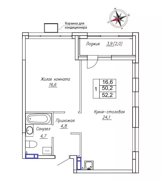 Квартира-студия: Новый, улица Ленина, 6с2 (52.2 м) - Фото 0