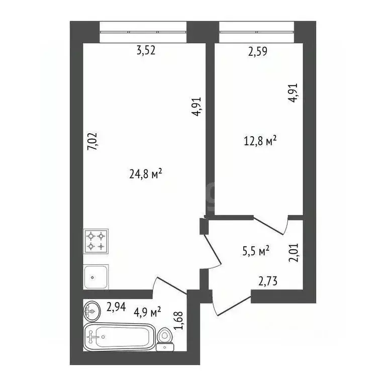 2-к кв. Башкортостан, Уфа ул. Пугачева, 37А (47.5 м) - Фото 0