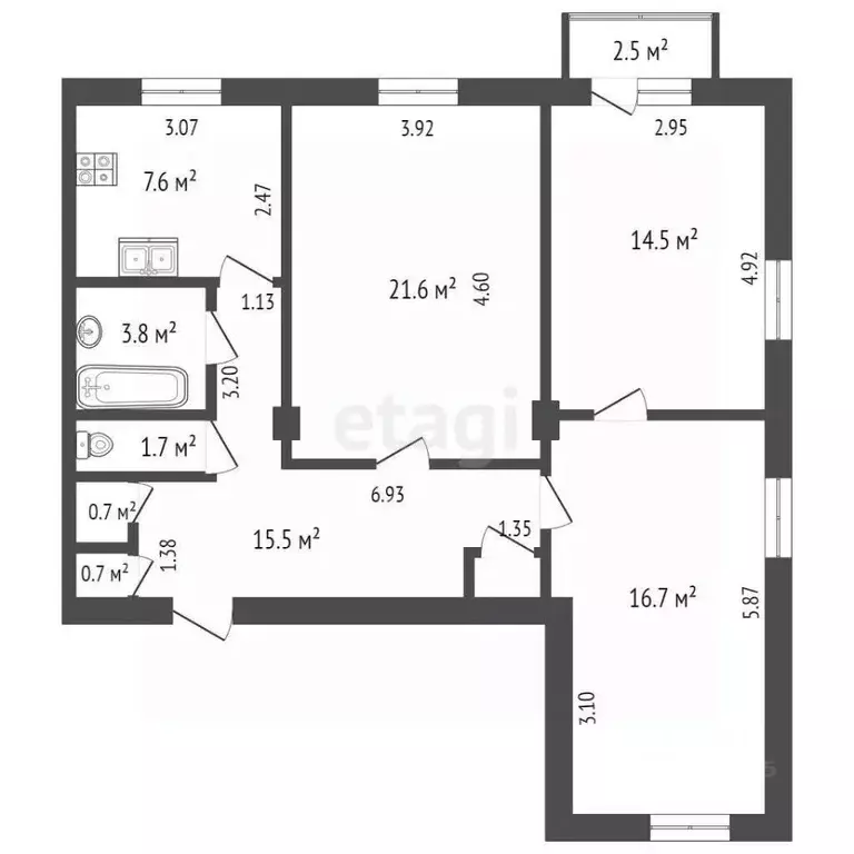 3-к кв. Самарская область, Самара Пугачевская ул., 17 (84.0 м) - Фото 2