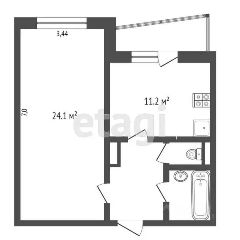 1-к кв. Ханты-Мансийский АО, Сургут Университетская ул., 21 (45.1 м) - Фото 1