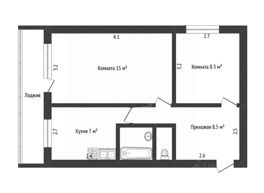 2-к кв. Самарская область, Тольятти ул. Лизы Чайкиной, 29 (45.1 м) - Фото 2