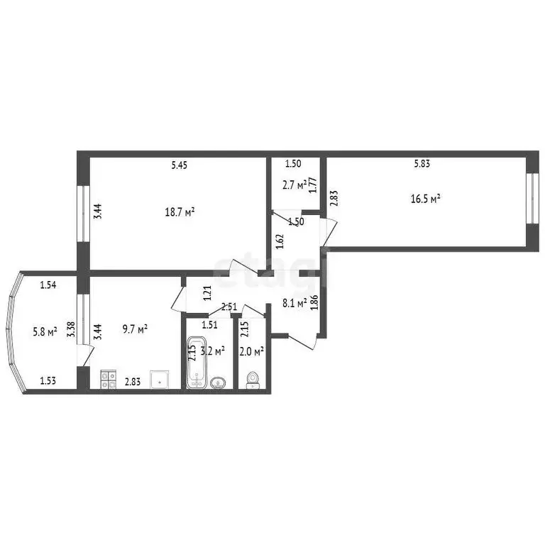 2-комнатная квартира: Якутск, улица Губина, 5/2 (60.9 м) - Фото 0