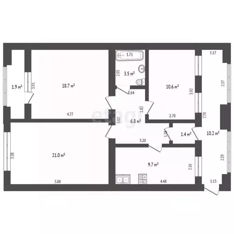3-к кв. Крым, Феодосия ул. Володарского, 15А (83.8 м) - Фото 2