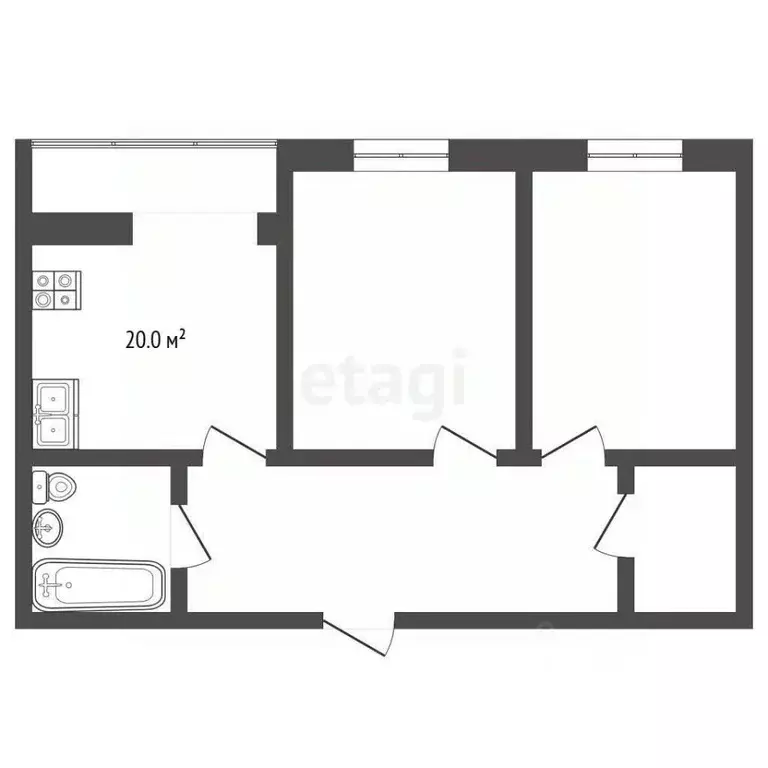 2-к кв. Ростовская область, Ростов-на-Дону Магнитогорская ул., 1а/25 ... - Фото 1