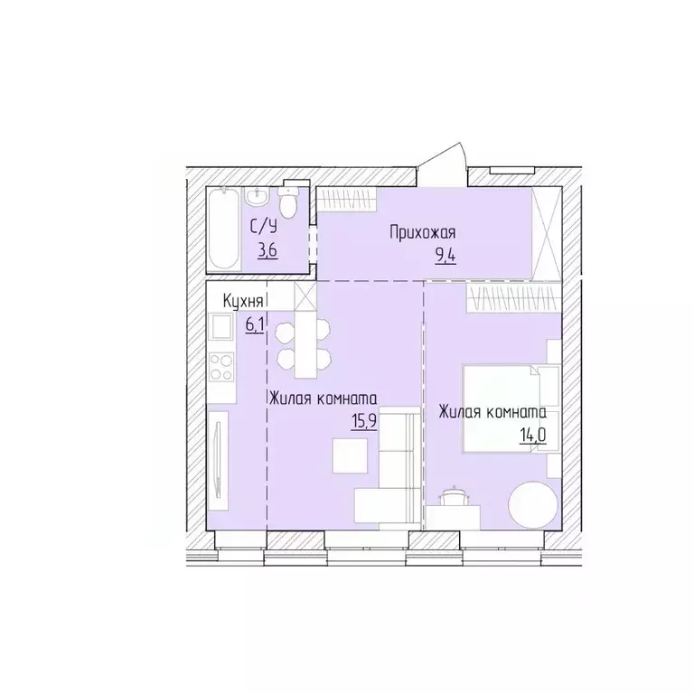 2-к кв. Алтайский край, Барнаул ВРЗ мкр, бул. 9 Января (49.0 м) - Фото 0
