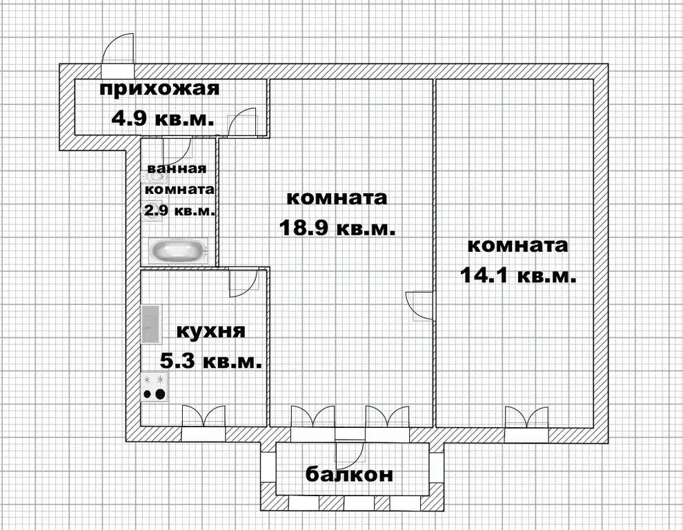 2-к кв. Башкортостан, Уфа Интернациональная ул., 161 (46.2 м) - Фото 1