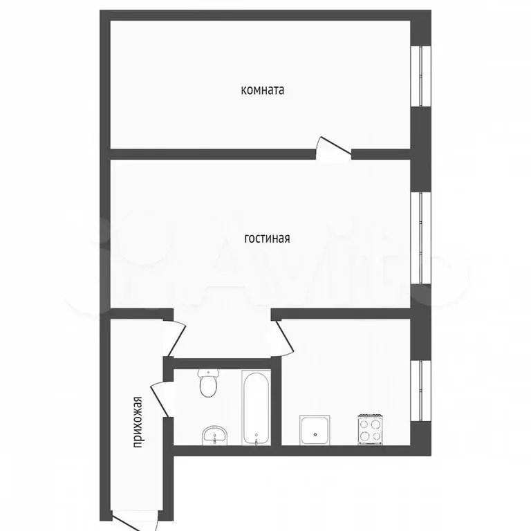 2-к. квартира, 45,7 м, 5/5 эт. - Фото 0