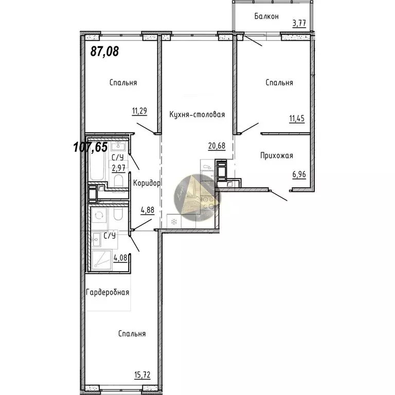 3-комнатная квартира: Санкт-Петербург, набережная реки Каменки, 11к1 ... - Фото 1