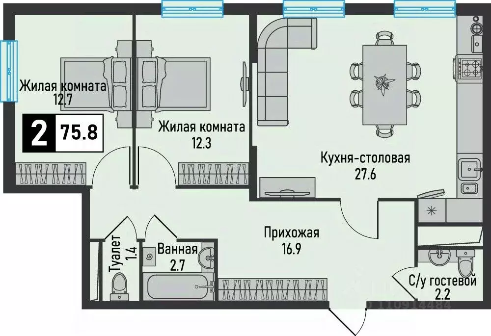 2-к кв. Ставропольский край, Железноводск городской округ, пос. ... - Фото 0