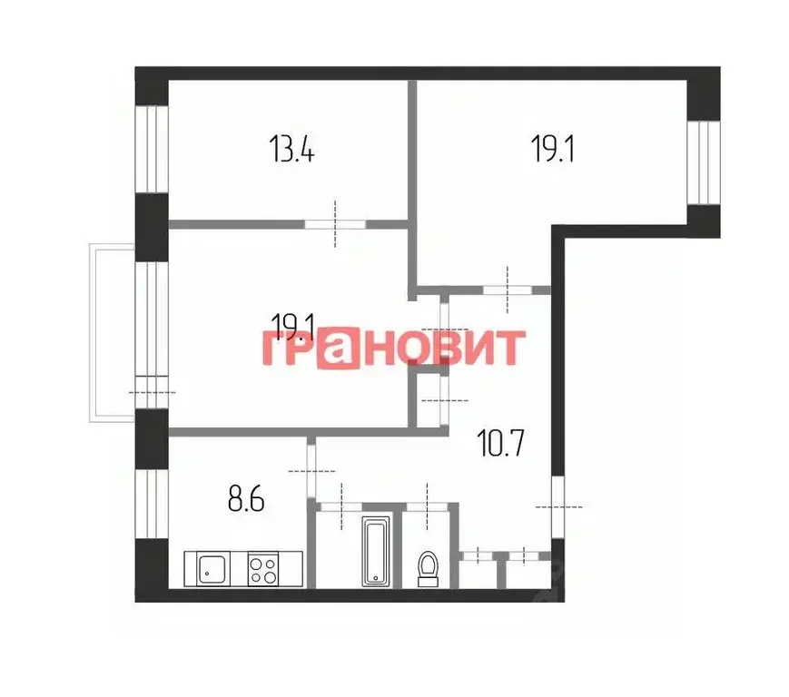 3-к кв. Новосибирская область, Новосибирск Трикотажная ул., 52 (82.4 ... - Фото 1