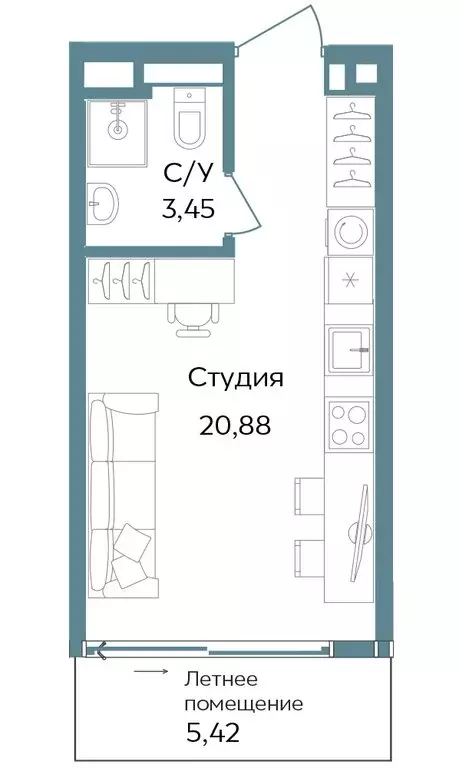 Квартира-студия: Республика Крым, Саки, курортный кластер Темпо (29.75 ... - Фото 0