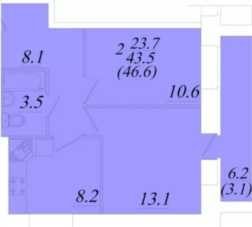 Продаётся 2-к квартира, 46.6 м - Фото 0