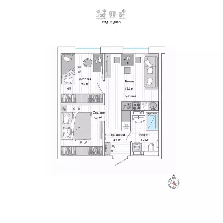 2-к кв. Приморский край, Владивосток ул. Нейбута (42.9 м) - Фото 1