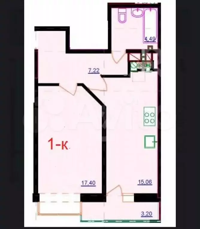 1-к. квартира, 49 м, 8/9 эт. - Фото 0