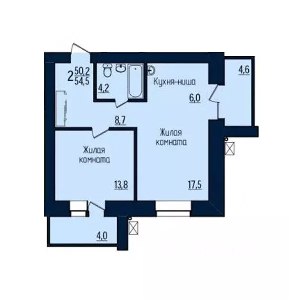 2-к кв. Амурская область, Благовещенск Северная ул., 103 (54.5 м) - Фото 1